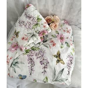 Cuddle down queen duvet cover botanical floral butterflies Cottage core 1 SHAM